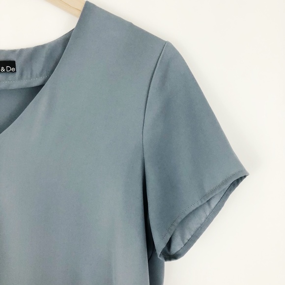 Ro & De Dusty Blue Short Sleeve Blouse |C - Picture 3 of 9